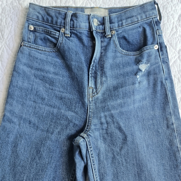 Everlane The Way High Jean Organic Cotton Straight Leg Raw Hem - Distressed 24R - Picture 3 of 16